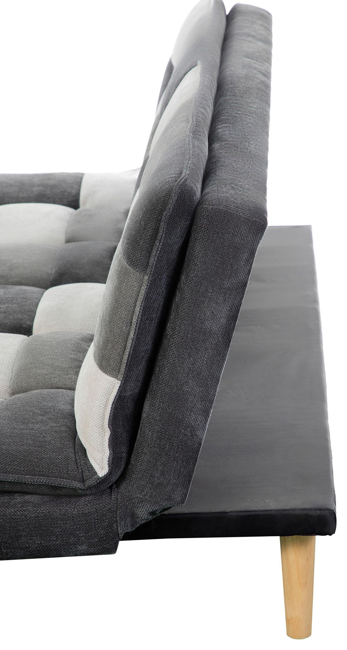 SCHLAFSOFA Chenille Grau, Schwarz, Weiß  - Schwarz/Naturfarben, Design, Holz/Textil (180/77/91cm) - MID.YOU