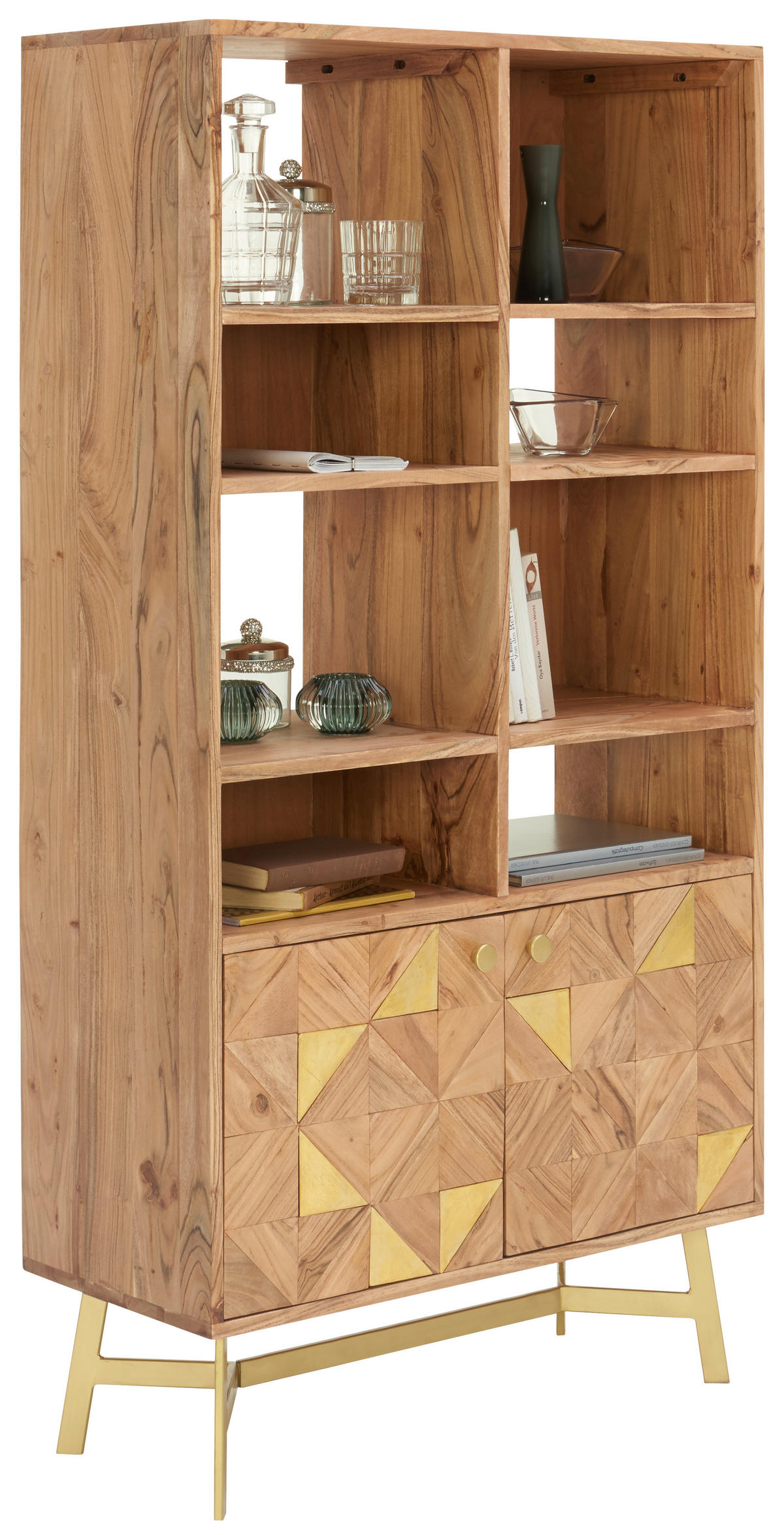 OTVORENA POLICA boja akacije, zlatna  - boja akacije/zlatna, Lajfstajl, metal/drvo (80/155/35cm) - Landscape