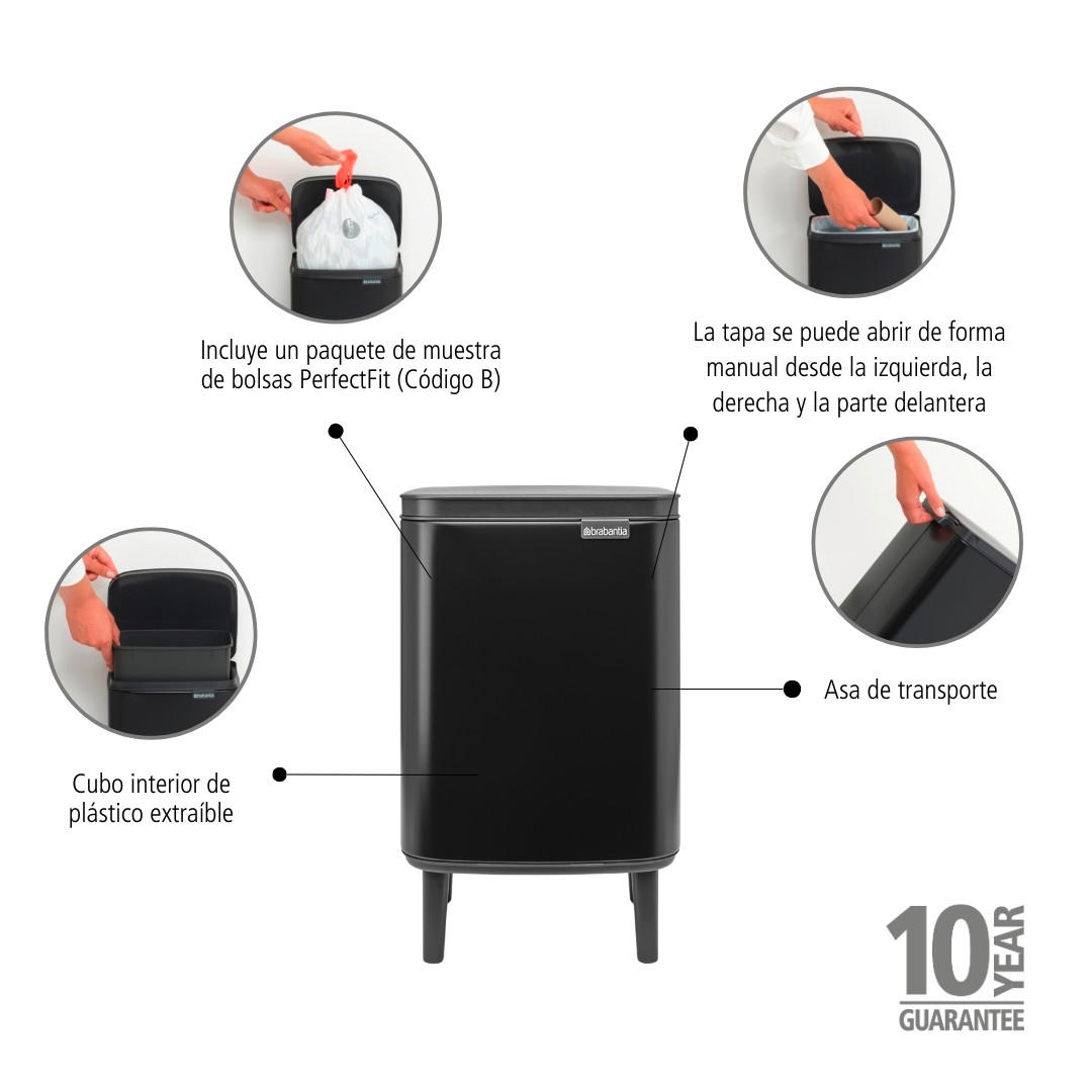 SZEMETESVÖDÖR 7 l  - fekete, Design, műanyag/fém (7Ll) - Brabantia