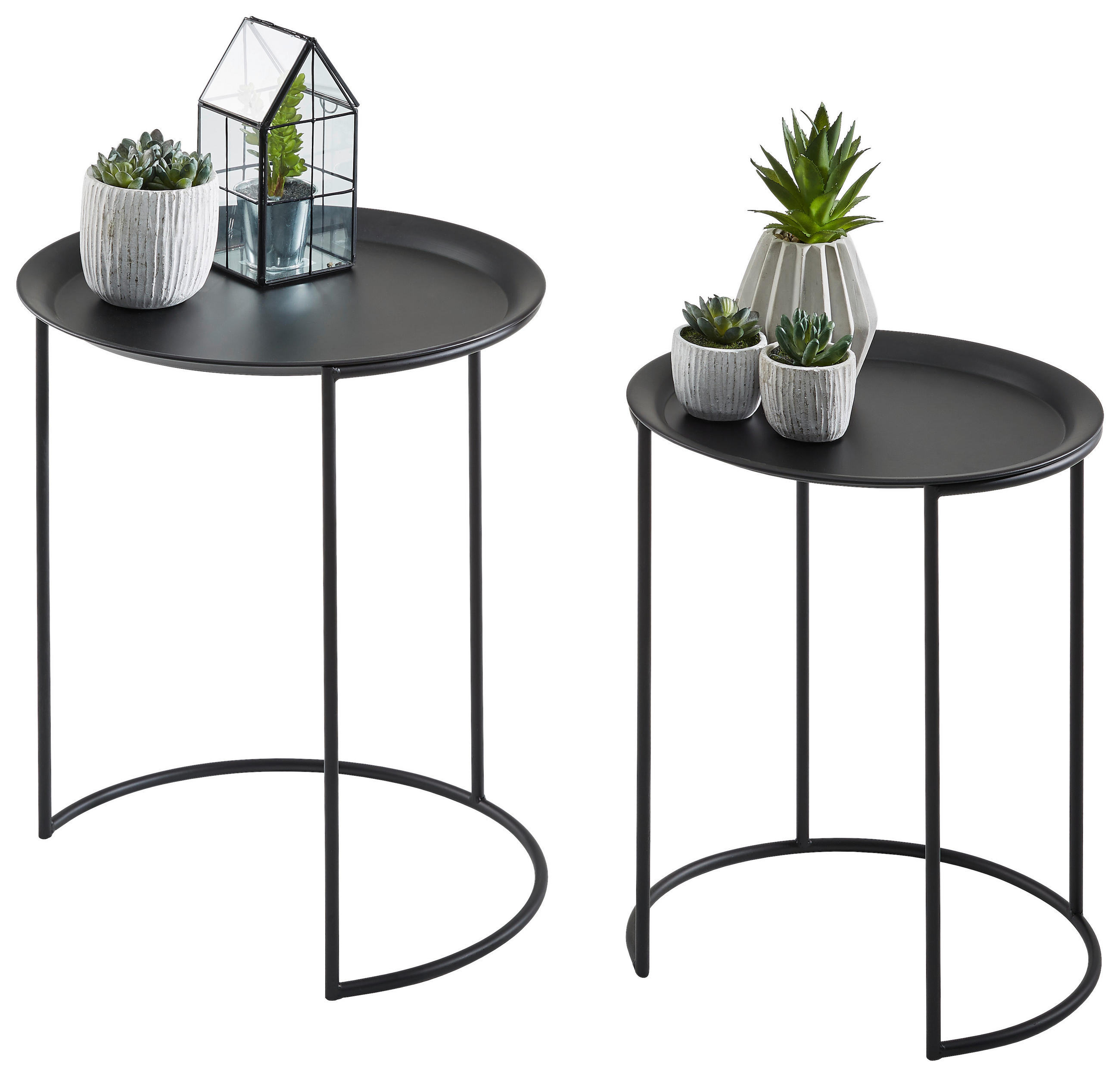 SATZTISCH 40,5/34/40,5/34/45/40 cm Schwarz rund  - Schwarz, Trend, Metall (40,5/34/40,5/34/45/40cm) - Landscape