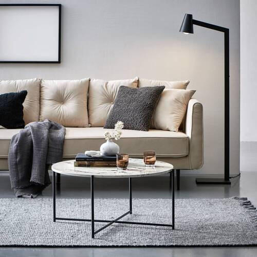 COUCHTISCH 83/83/40 cm rund Schwarz, Weiß  - Schwarz/Weiß, KONVENTIONELL, Holzwerkstoff/Metall (83/83/40cm) - MID.YOU