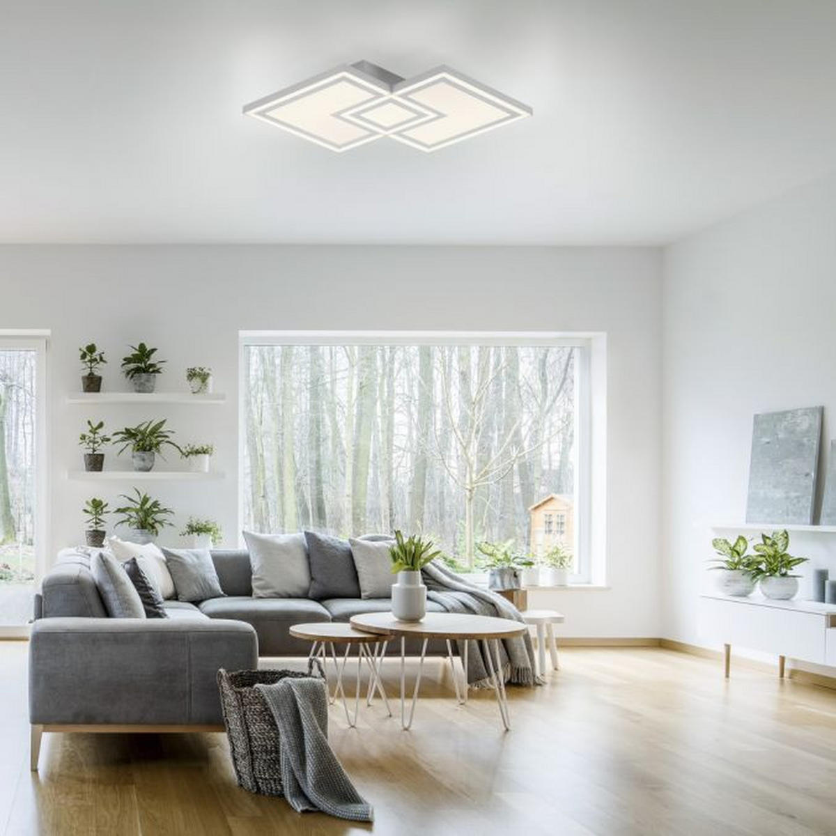 LED PLAFONJERA - Dizajnerski, metal/plastika (40/40/6cm)