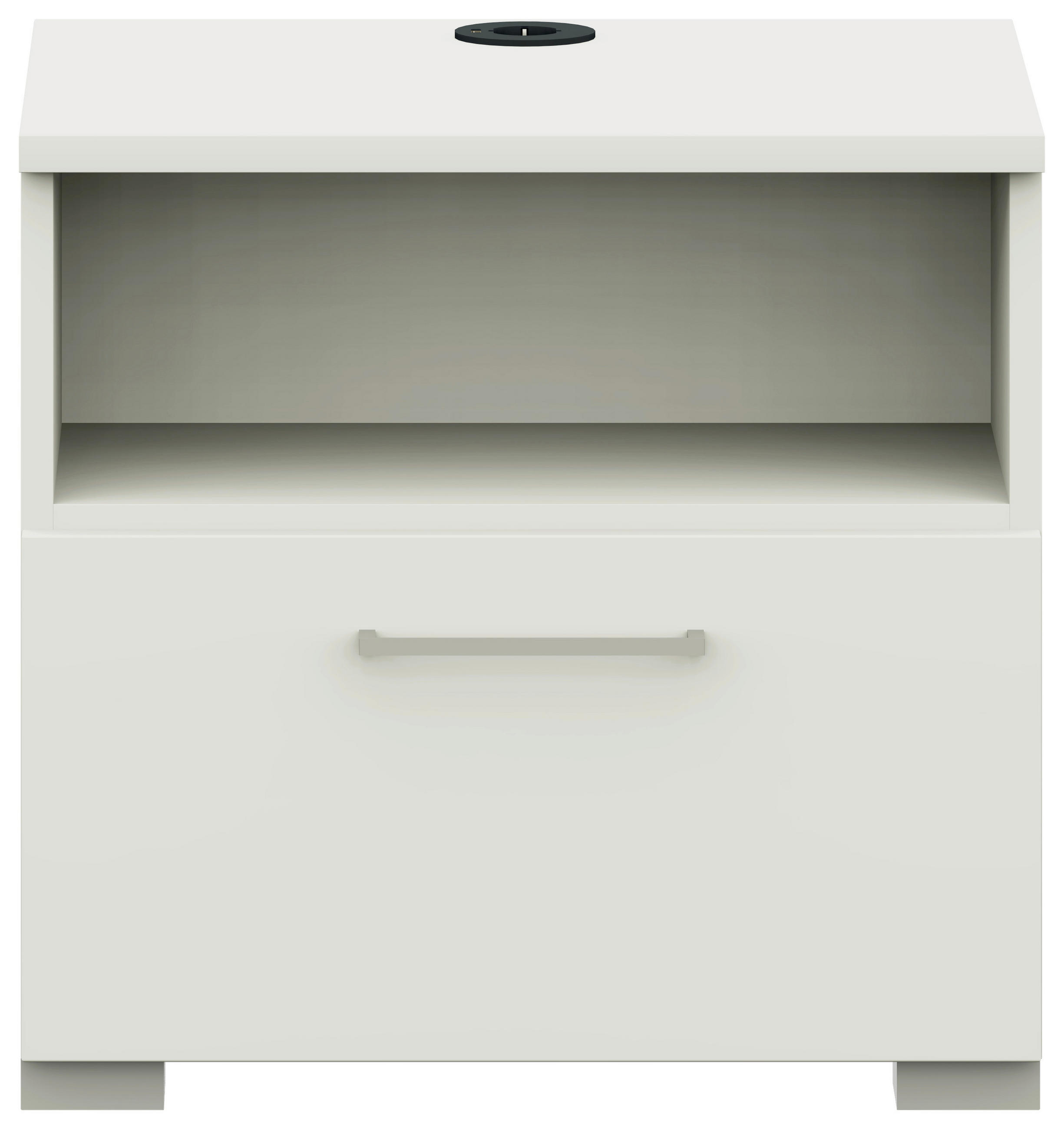 NACHTSCHRANK 50/48/42,1 cm  - Edelstahlfarben/Weiß, Design, Holzwerkstoff/Metall (50/48/42,1cm) - Cantus