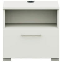NACHTTISCH 50/48/42,1 cm  in Weiss  - Weiss/Edelstahlfarben, Design, Holzwerkstoff/Metall (50/48/42,1cm) - Cantus