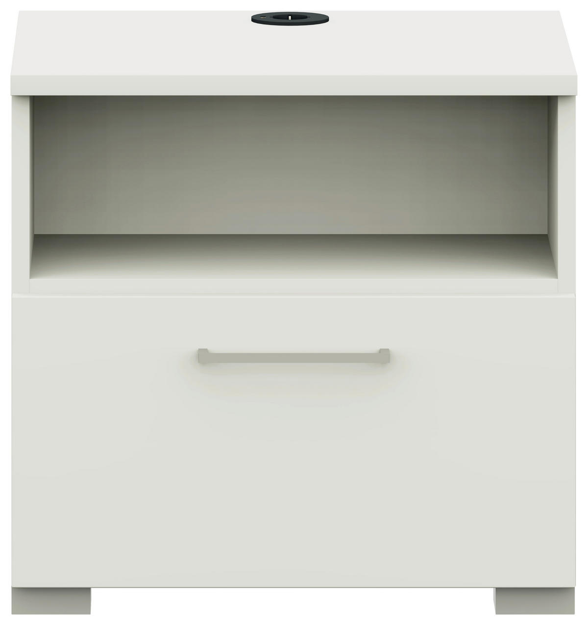 NACHTKÄSTCHEN 50/48/42,1 cm  in Weiss  - Weiss/Edelstahlfarben, Design, Holzwerkstoff/Metall (50/48/42,1cm) - Cantus