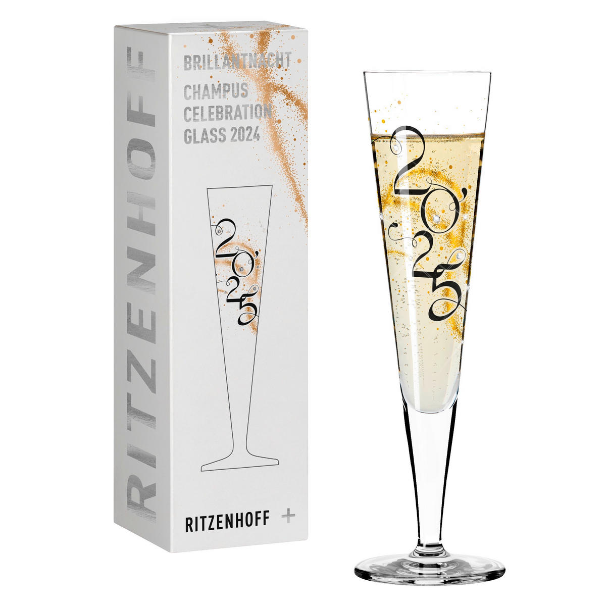 CHAMPAGNERGLAS Brillantnach 210 ml  - Goldfarben/Schwarz, Trend, Glas (6,0/24/6,0cm) - Ritzenhoff