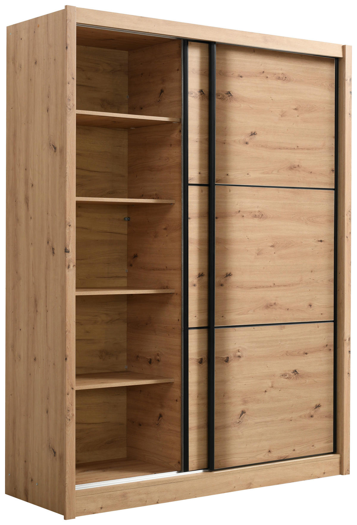 SCHIEBETÜRENSCHRANK 166/215,5/60 cm 2-türig Eiche Artisan  - Schwarz/Eiche Artisan, Basics, Holzwerkstoff/Metall (166/215,5/60cm) - Xora