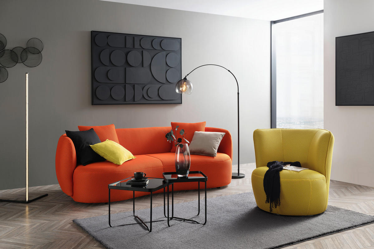 BIG SOFFA i orange  - orange/svart, Modern, textil/plast (235/72/110cm) - MID.YOU