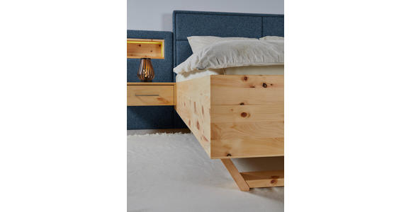 BETT 180/200 cm in Blau, Zirbelkieferfarben - Blau/Zirbelkieferfarben, Natur, Holz/Textil (180/200cm) - Valnatura