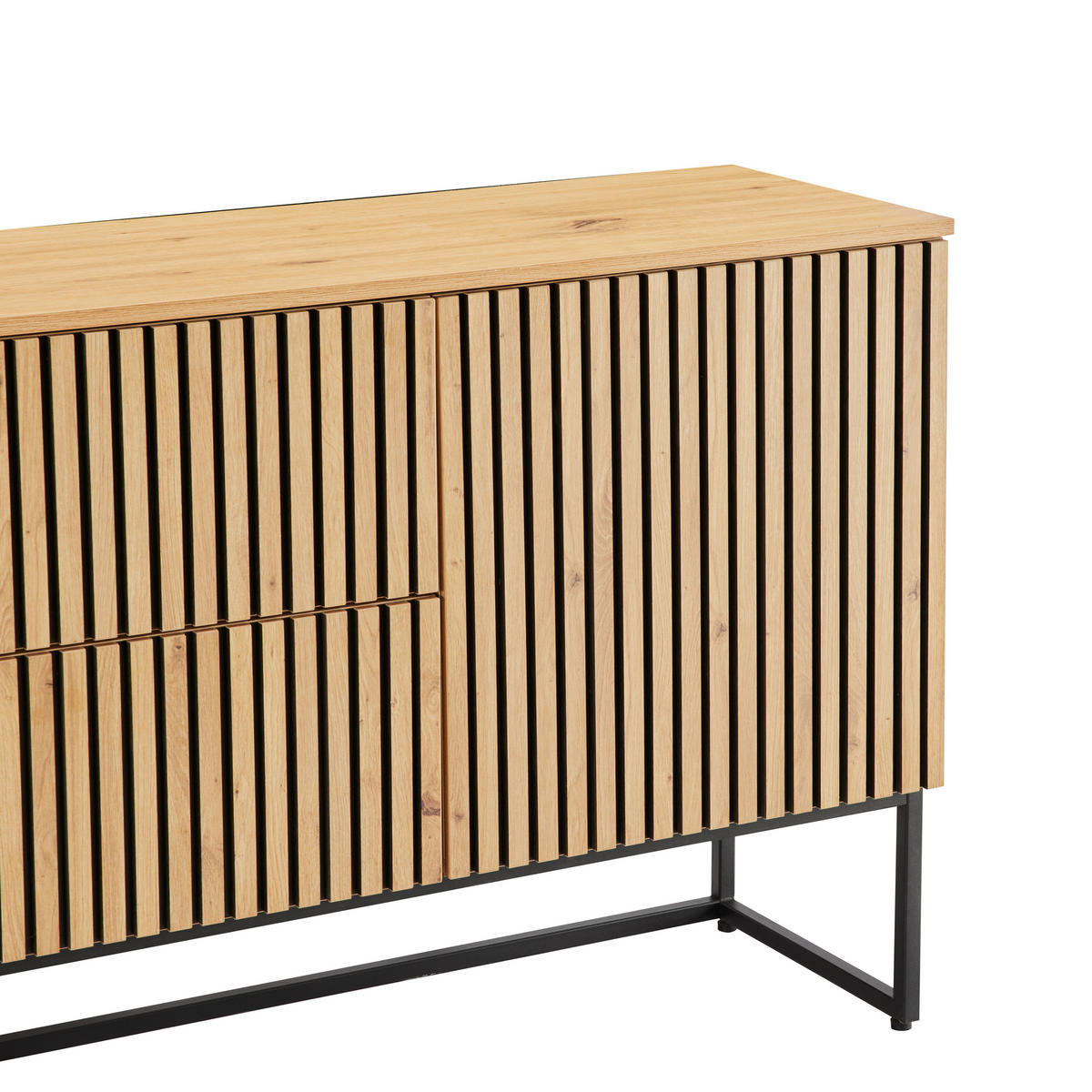 SIDEBOARD  213/80/40 cm 2 Schublade(n)  - Schwarz/Eiche Artisan, MODERN, Holzwerkstoff/Metall (213/80/40cm) - Xora
