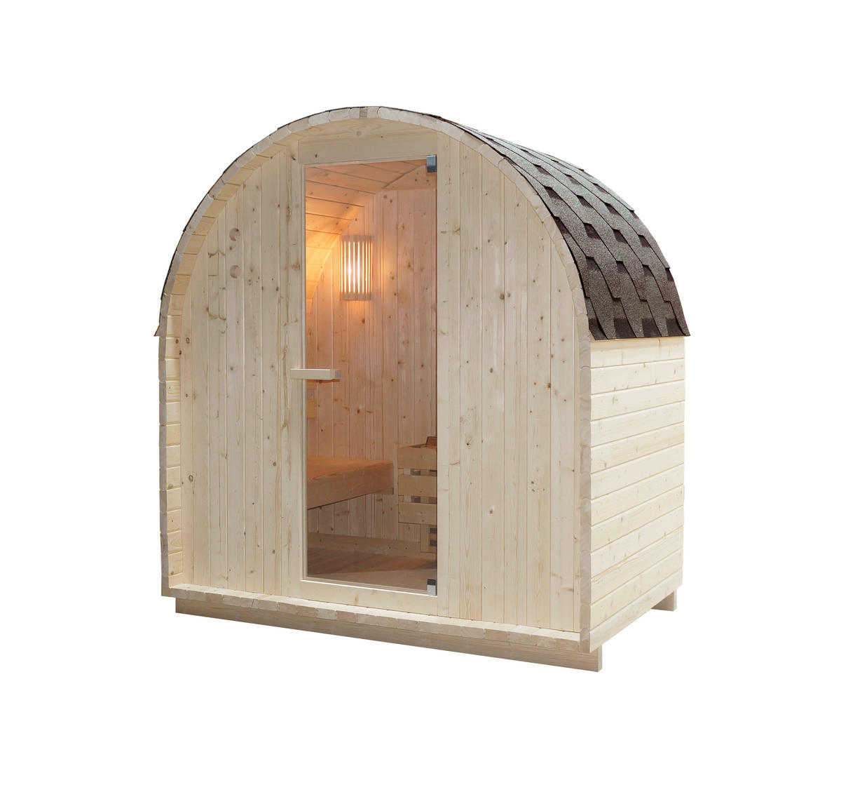 SAUNA für 2 Personen Island  - Naturfarben, KONVENTIONELL, Glas/Holz (189/200/120cm)