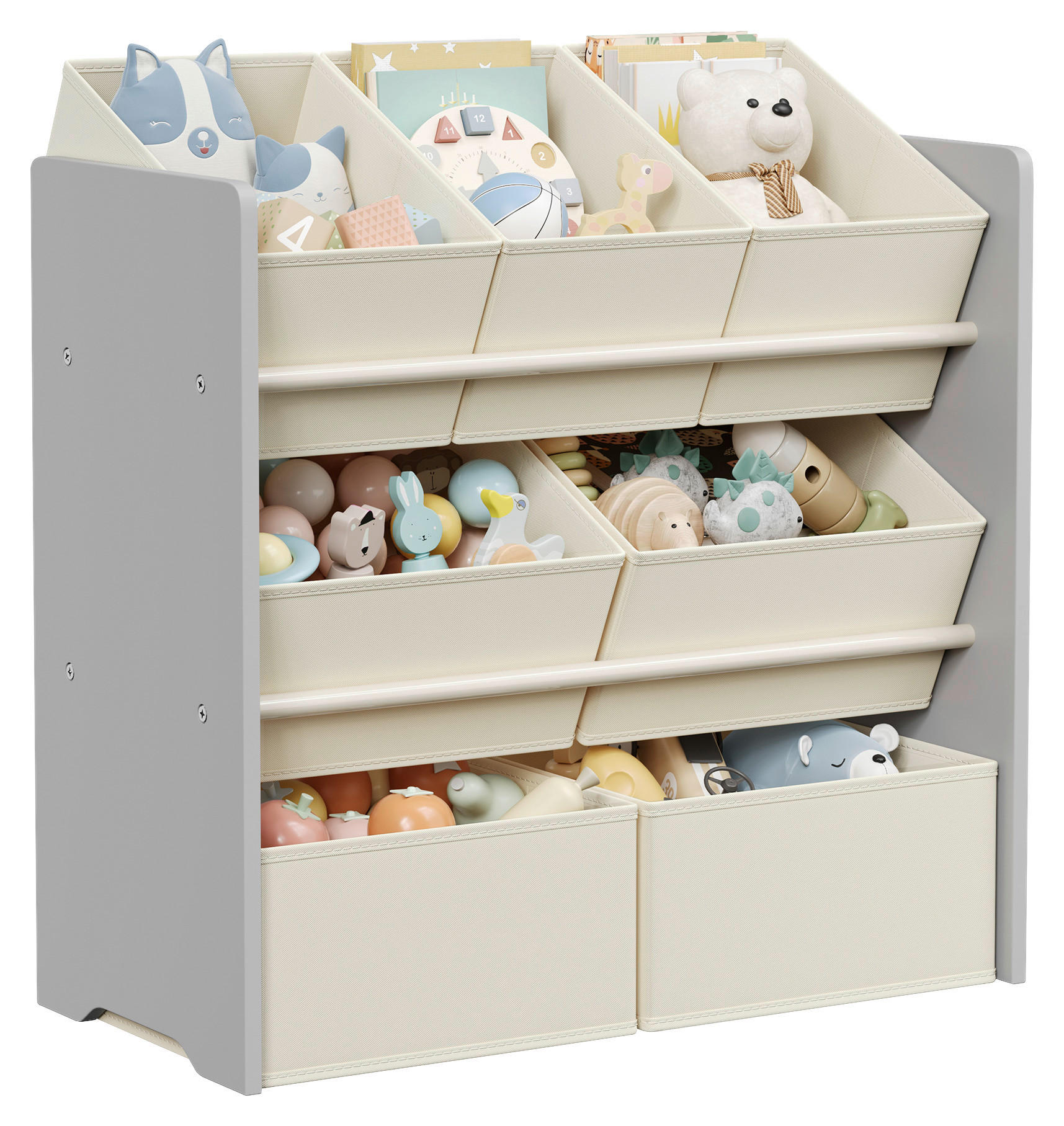 KINDERREGAL 62,5/60/29,5 cm - Beige/Grau, MODERN, Holzwerkstoff/Textil (62,5/60/29,5cm) - MID.YOU
