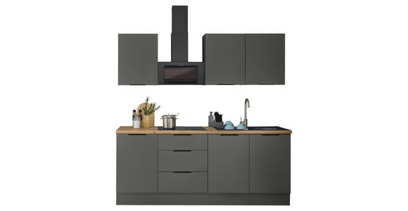 KÜCHENLEERBLOCK in Graphitfarben - Schwarz/Graphitfarben, Basics, Holzwerkstoff/Metall (210/211/60cm) - Xora