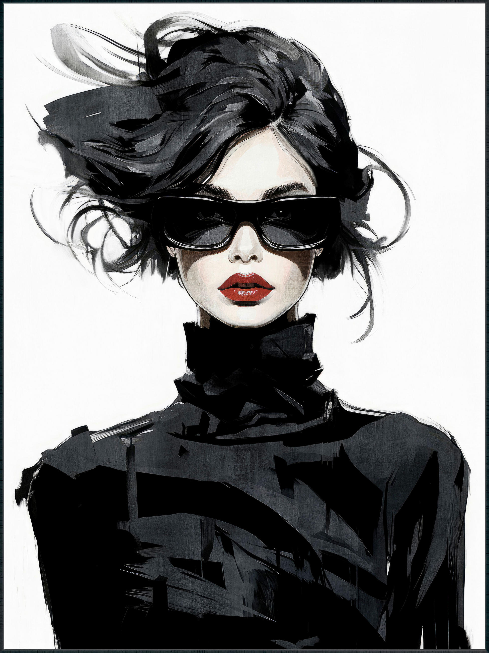 ÖLGEMÄLDE 90/120 cm  - Schwarz/Weiß, Trend, Holz/Kunststoff (90/120cm) - Monee