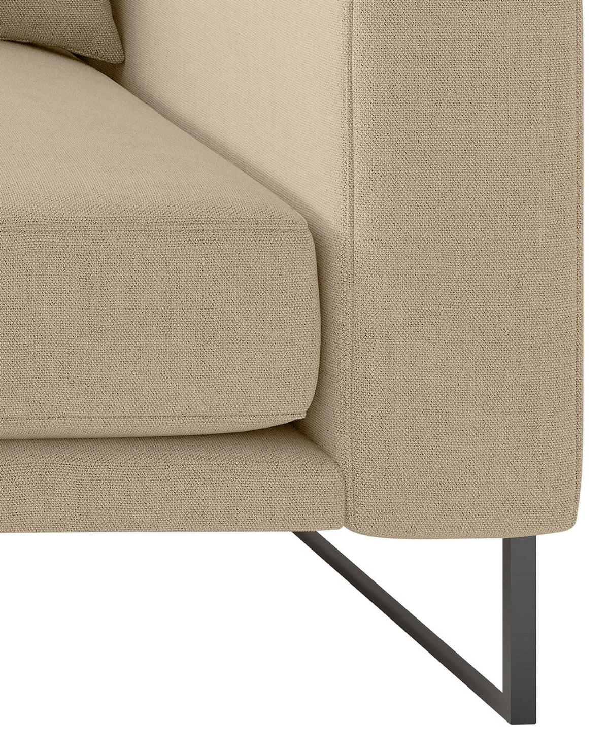 BIGSOFA in Webstoff Beige  - Beige/Schwarz, Design, Textil/Metall (283/150cm) - Livetastic