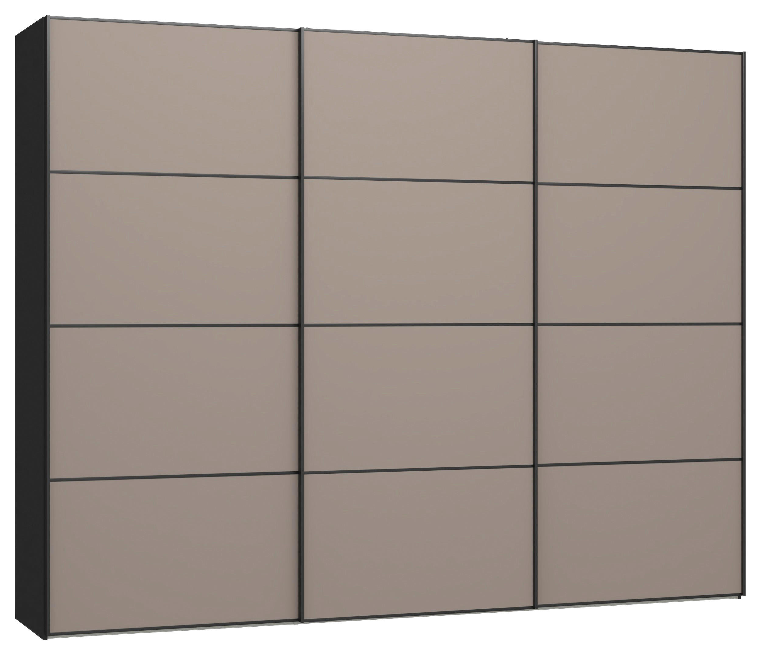 SCHWEBETÜRENSCHRANK 303/236/65 cm 3-türig Hellbraun, Schwarz  - Hellbraun/Schwarz, Design, Holzwerkstoff/Metall (303/236/65cm) - Jutzler