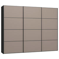 SCHWEBETÜRENSCHRANK 303/236/65 cm 3-türig Hellbraun, Schwarz  - Hellbraun/Schwarz, Design, Holzwerkstoff/Metall (303/236/65cm) - Jutzler