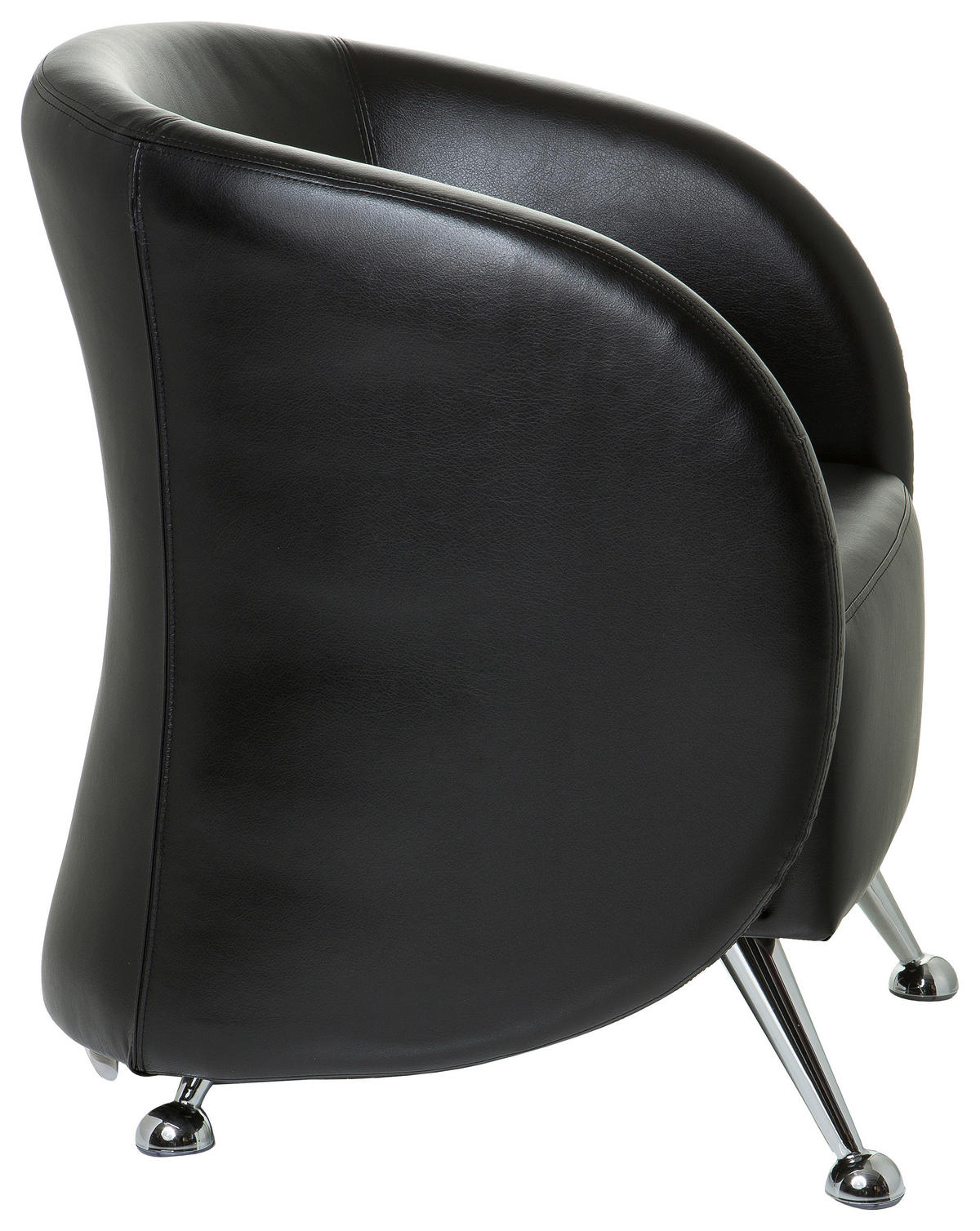 SESSEL Lederlook Schwarz    - Chromfarben/Schwarz, MODERN, Textil/Metall (60/85/50cm) - MID.YOU