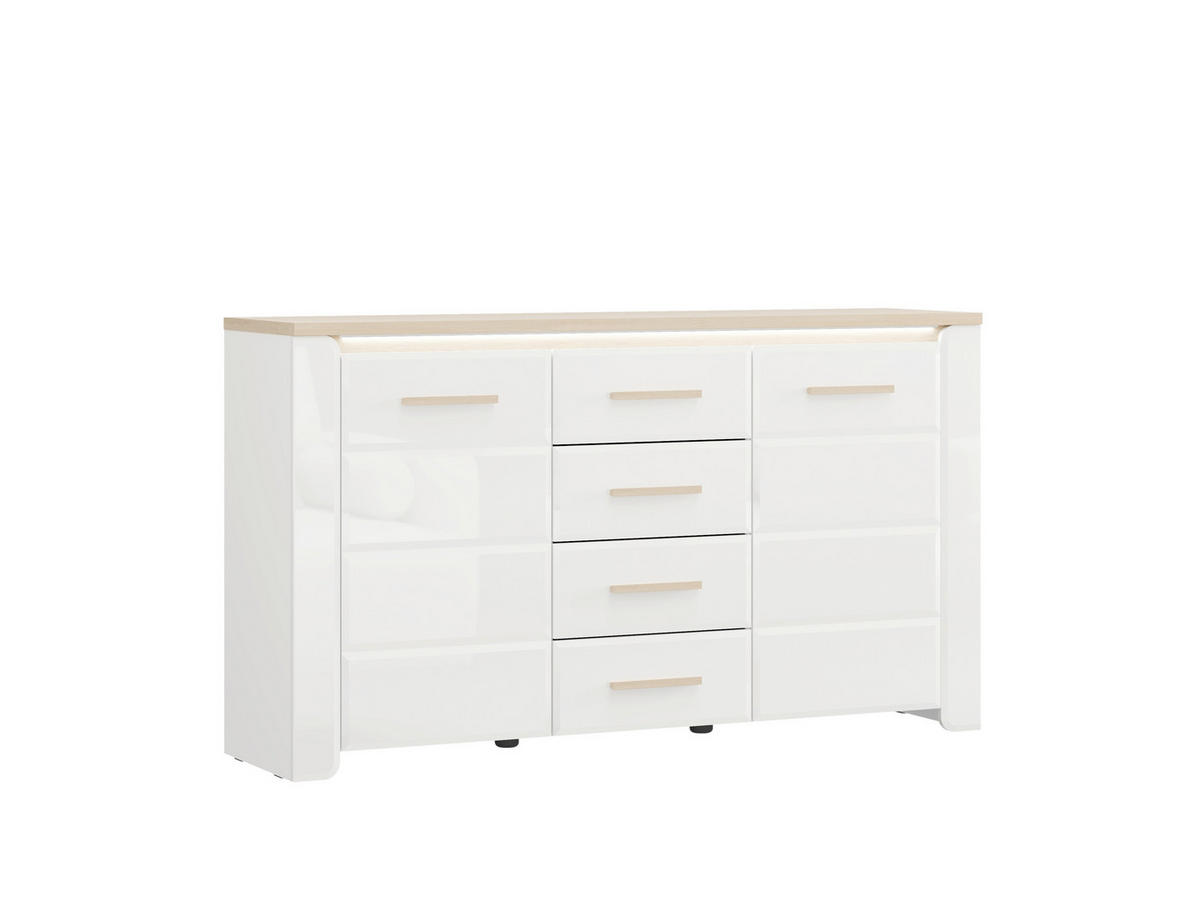 KOMÓD 154/88/40 cm  - Bianco tölgy/fehér, Basics, műanyag/faalapú anyag (154/88/40cm) - Carryhome