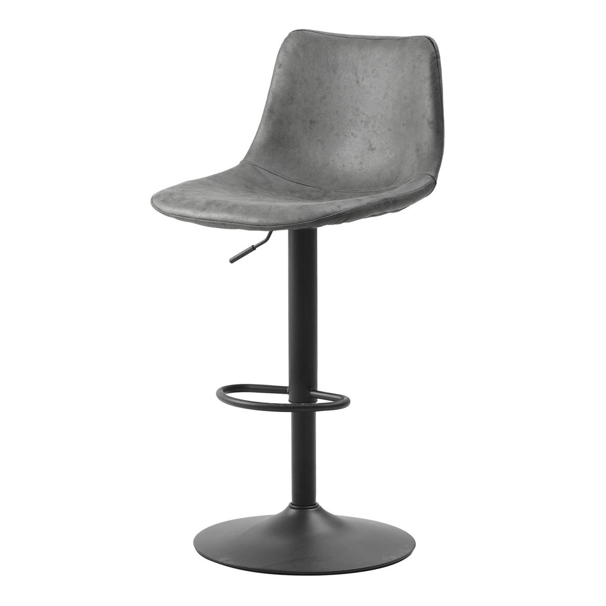 BARHOCKER-SET Mikrofaser Anthrazit Stahl  - Anthrazit/Schwarz, Basics, Textil/Metall (45/90/52cm) - MID.YOU