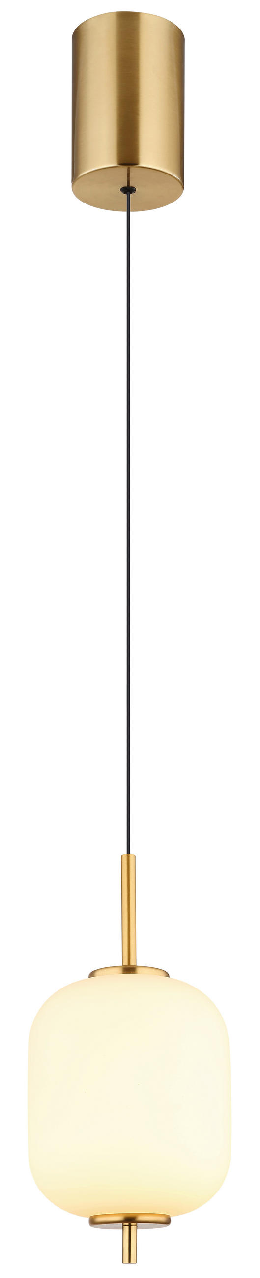 LED-HÄNGELEUCHTE 13,5/220 cm    - Messingfarben/Opal, Konventionell, Glas/Kunststoff (13,5/220cm) - Globo