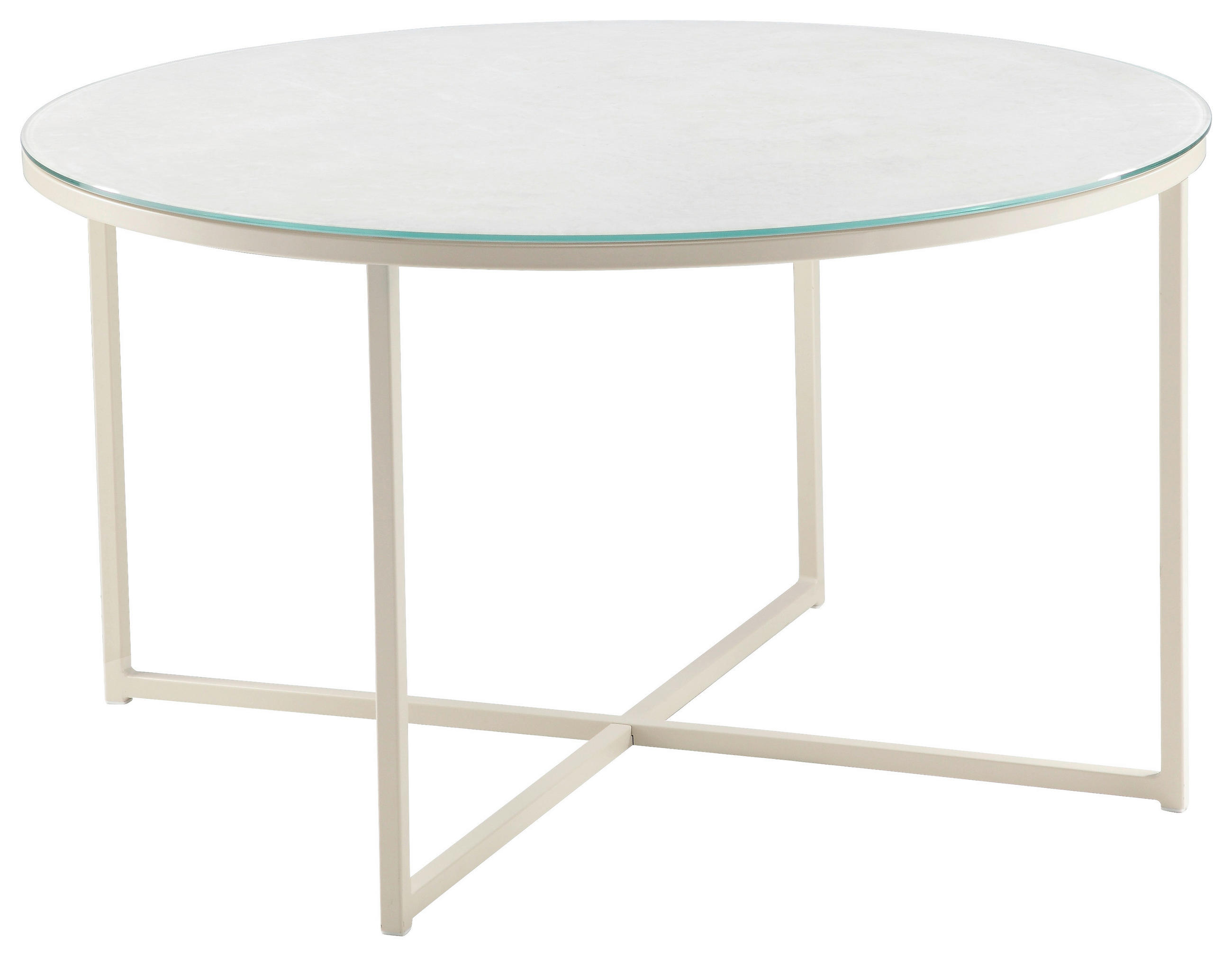 COUCHTISCH Kristallglas 80/80/45 cm rund Creme  - Creme, Design, Glas/Metall (80/80/45cm) - Livetastic