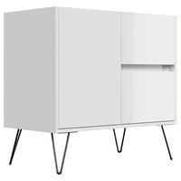SIDEBOARD Posseik Industrial 79/75,8/42 cm 2 Schublade(n)  - Weiß Hochglanz/Schwarz, Design, Holzwerkstoff/Metall (79/75,8/42cm) - MID.YOU
