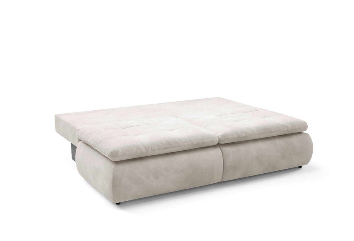 SCHLAFSOFA MYSTIC in Plüsch Creme  - Creme/Schwarz, Design, Kunststoff/Textil (220/94/114cm) - Livetastic