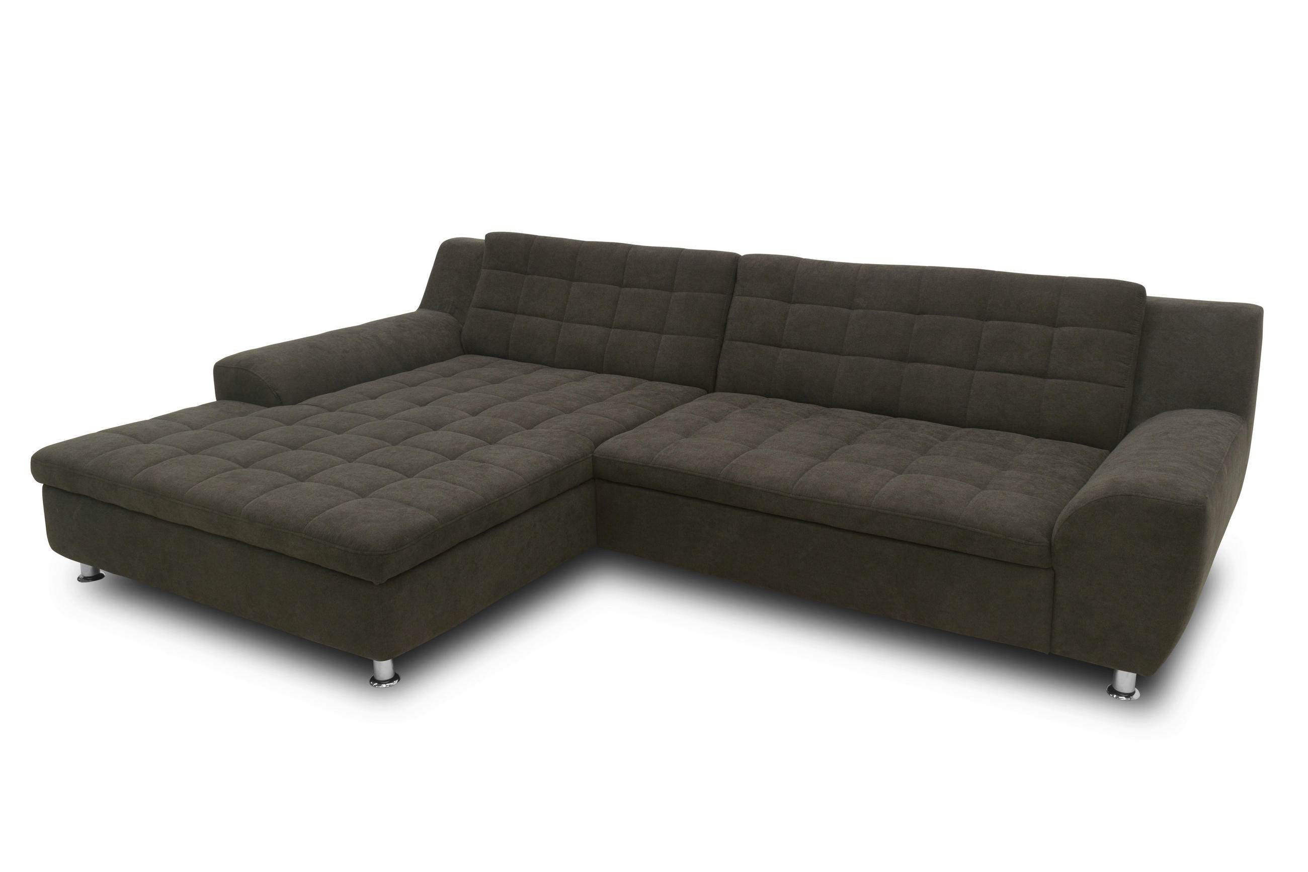 ECKSCHLAFSOFA MORTON Mikrofaser  - Chromfarben/Schwarz, MODERN, Textil/Metall (304/200/84cm) - MID.YOU