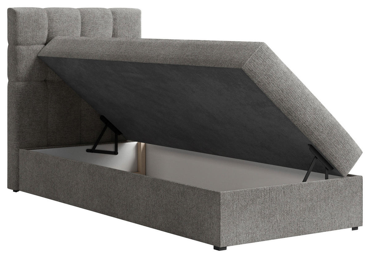 BOXBETT 90/200 cm,  in Anthrazit, Bettkasten, Topper,  - Anthrazit/Schwarz, MODERN, Holz/Kunststoff (90/200cm) - MID.YOU