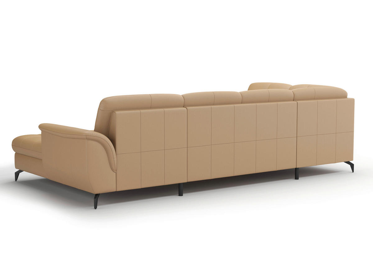 WOHNLANDSCHAFT Cappuccino Echtleder  - Schwarz/Cappuccino, MODERN, Leder/Metall (212/319/164cm) - Sit & More