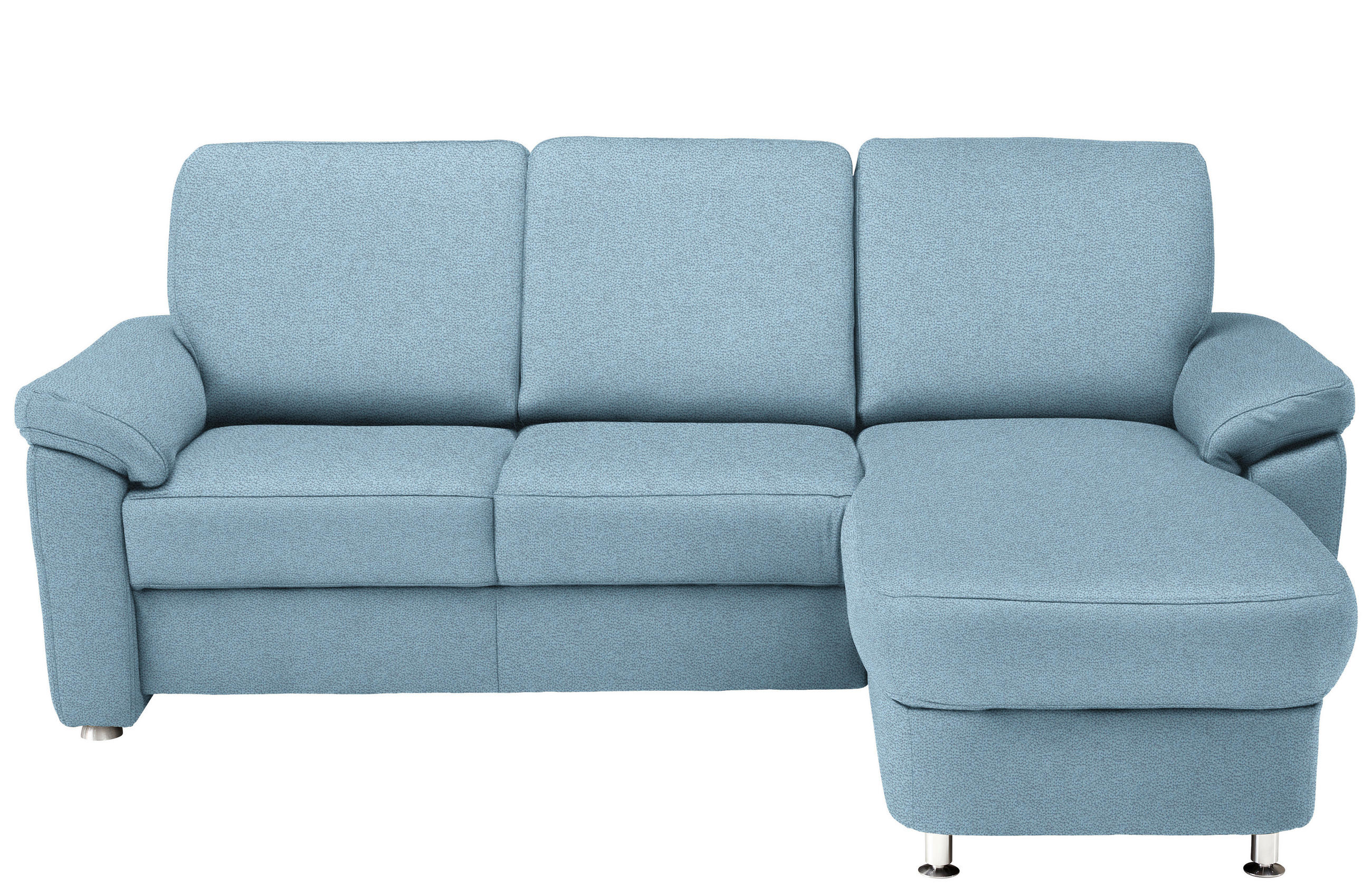 ECKSOFA in Flachgewebe Hellblau  - Chromfarben/Hellblau, Konventionell, Textil/Metall (250/163cm) - Beldomo System