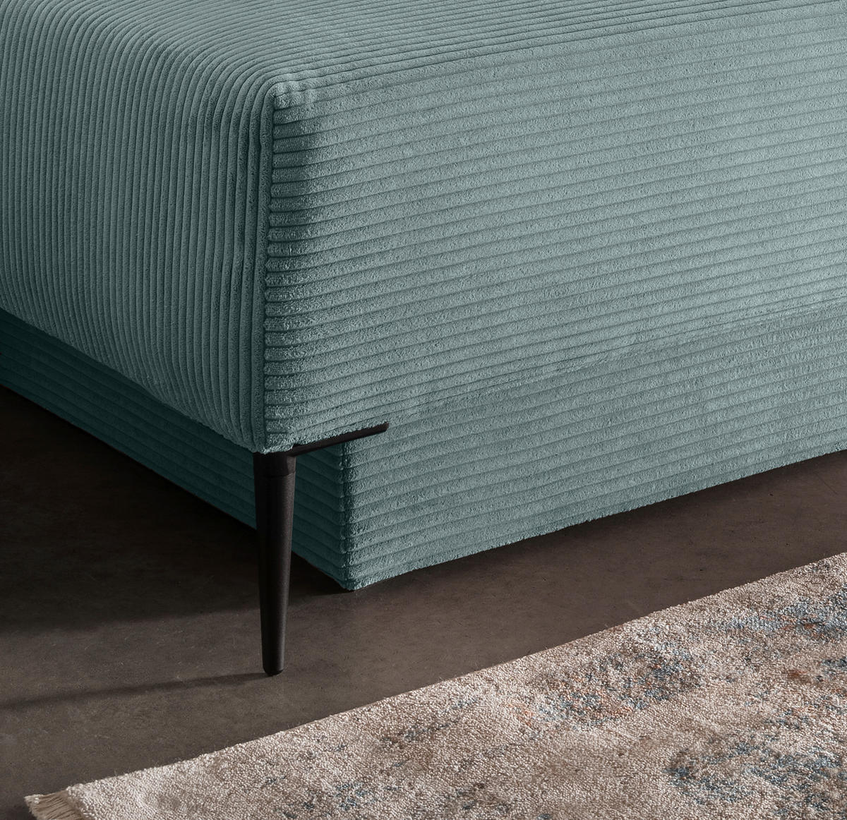 SCHLAFSOFA in Cord Hellblau  - Schwarz/Hellblau, Modern, Textil/Metall (198/90/100cm) - Livetastic