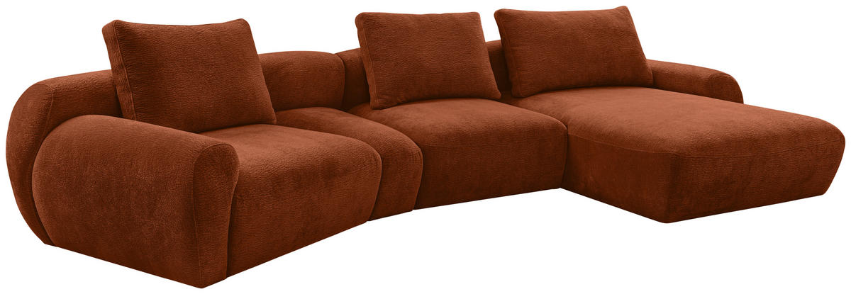 ECKSOFA Rostfarben Chenille  - Rostfarben/Schwarz, KONVENTIONELL, Kunststoff/Textil (362/176cm) - Carryhome