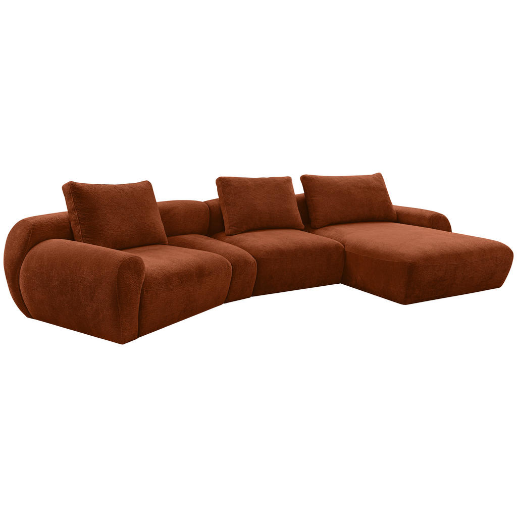 Thumbnail - Carryhome Ecksofa, Rost, Textil, 4-Sitzer, Füllung: Silikon, Ottomane rechts, organische Form, 362x176 cm, seitenverkehr...
