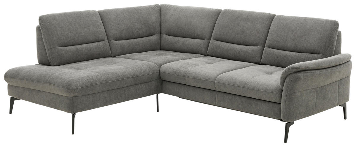 ECKSOFA in Webstoff Grau  - Schwarz/Grau, Design, Textil/Metall (206/256cm) - Beldomo System