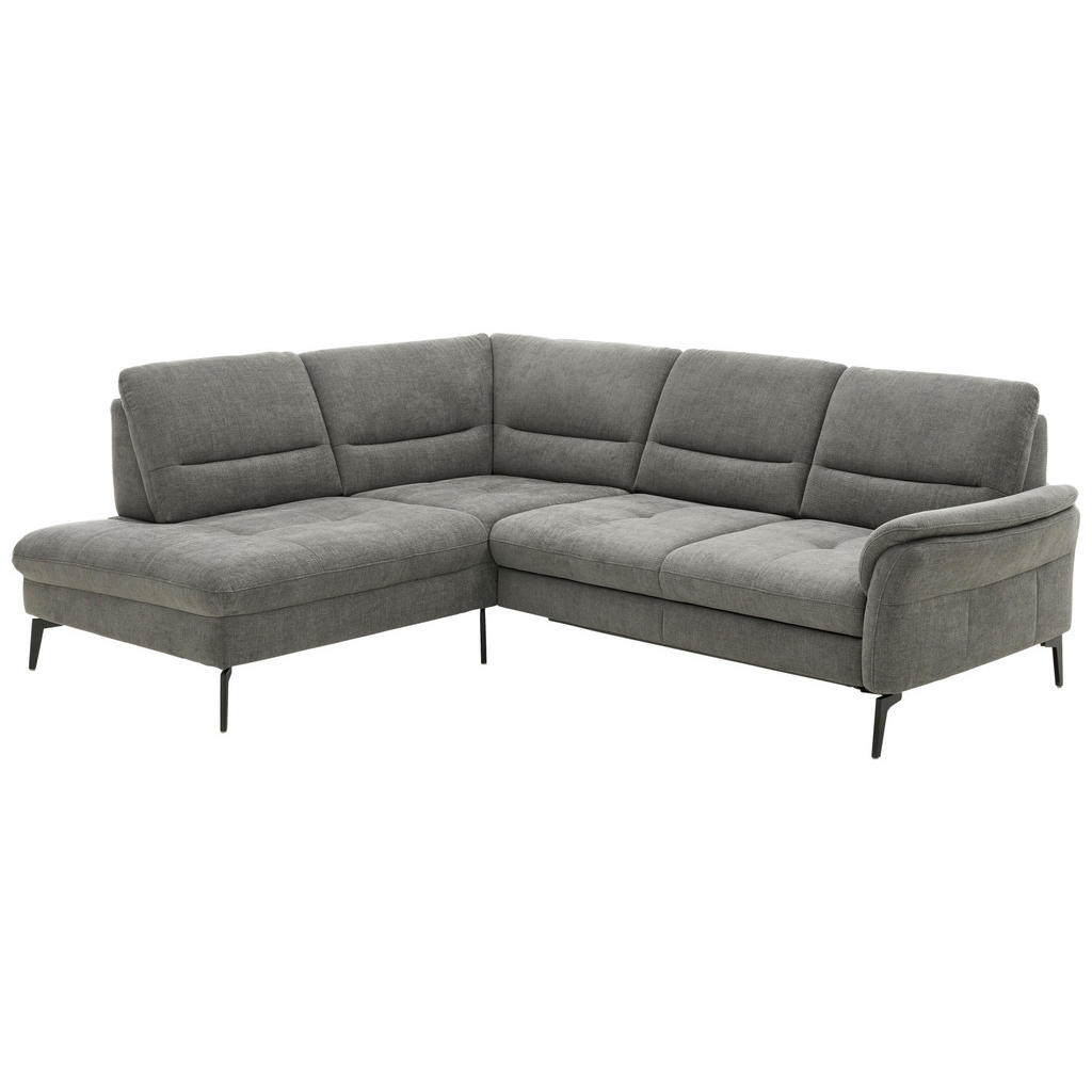 Thumbnail - Beldomo System Ecksofa, Grau, Textil, 4-Sitzer, Ottomane links, L-Form, 256x206 cm, Goldenes M, Stoffauswahl, seitenverk...