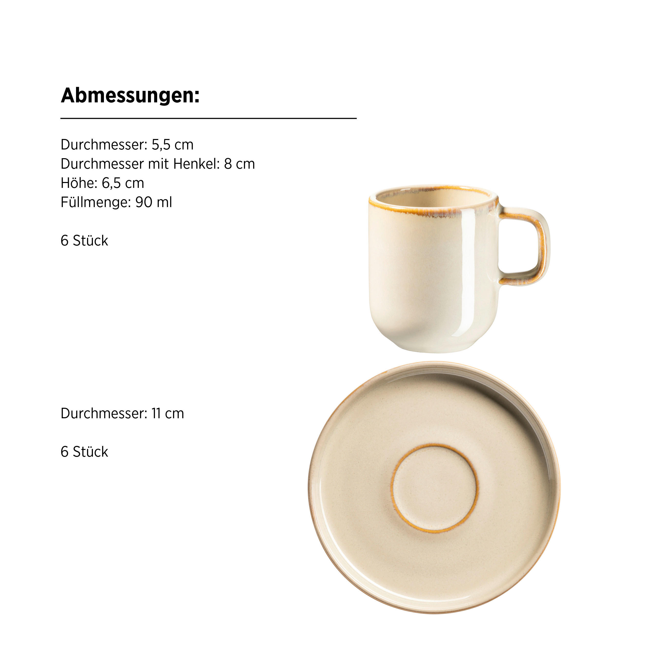 KAFFEEBECHERSET Cordelia 12-teilig  - Sandfarben, Trend, Keramik - Mäser