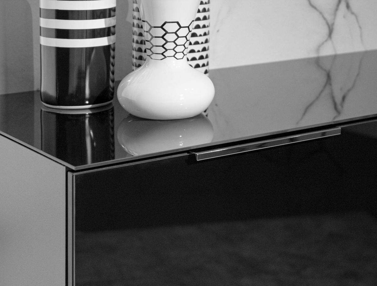 KOMODA, černá, 83/102/42 cm - barvy stříbra/černá, Moderní, kov/kompozitní dřevo (83/102/42cm) - Premium Living