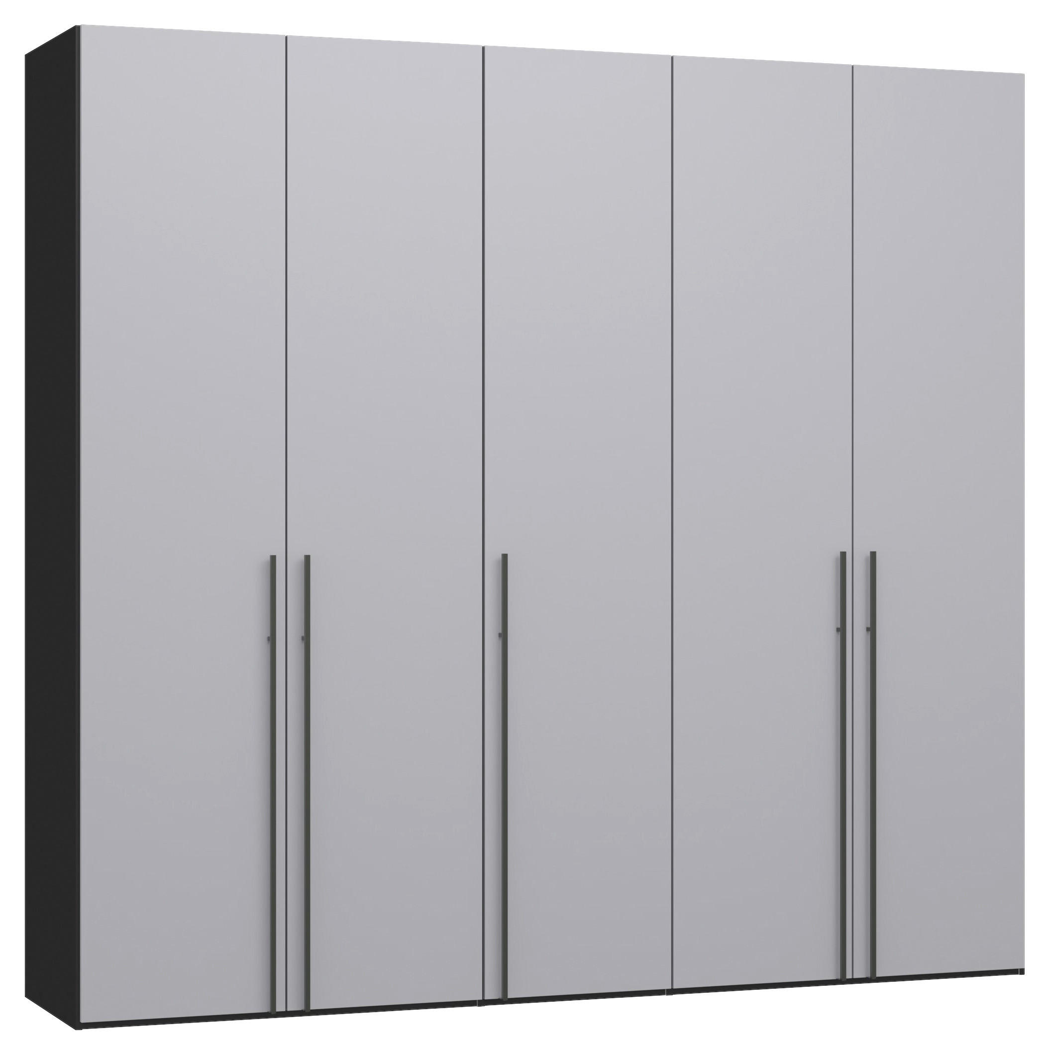 DREHTÜRENSCHRANK 253/220/59 cm,  in Schwarz, Hellgrau, 5-türig  - Titanfarben/Hellgrau, Design, Glas/Holzwerkstoff (253/220/59cm) - Jutzler