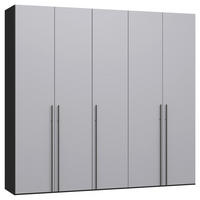 DREHTÜRENSCHRANK 253/220/59 cm,  in Schwarz, Hellgrau, 5-türig  - Titanfarben/Hellgrau, Design, Glas/Holzwerkstoff (253/220/59cm) - Jutzler