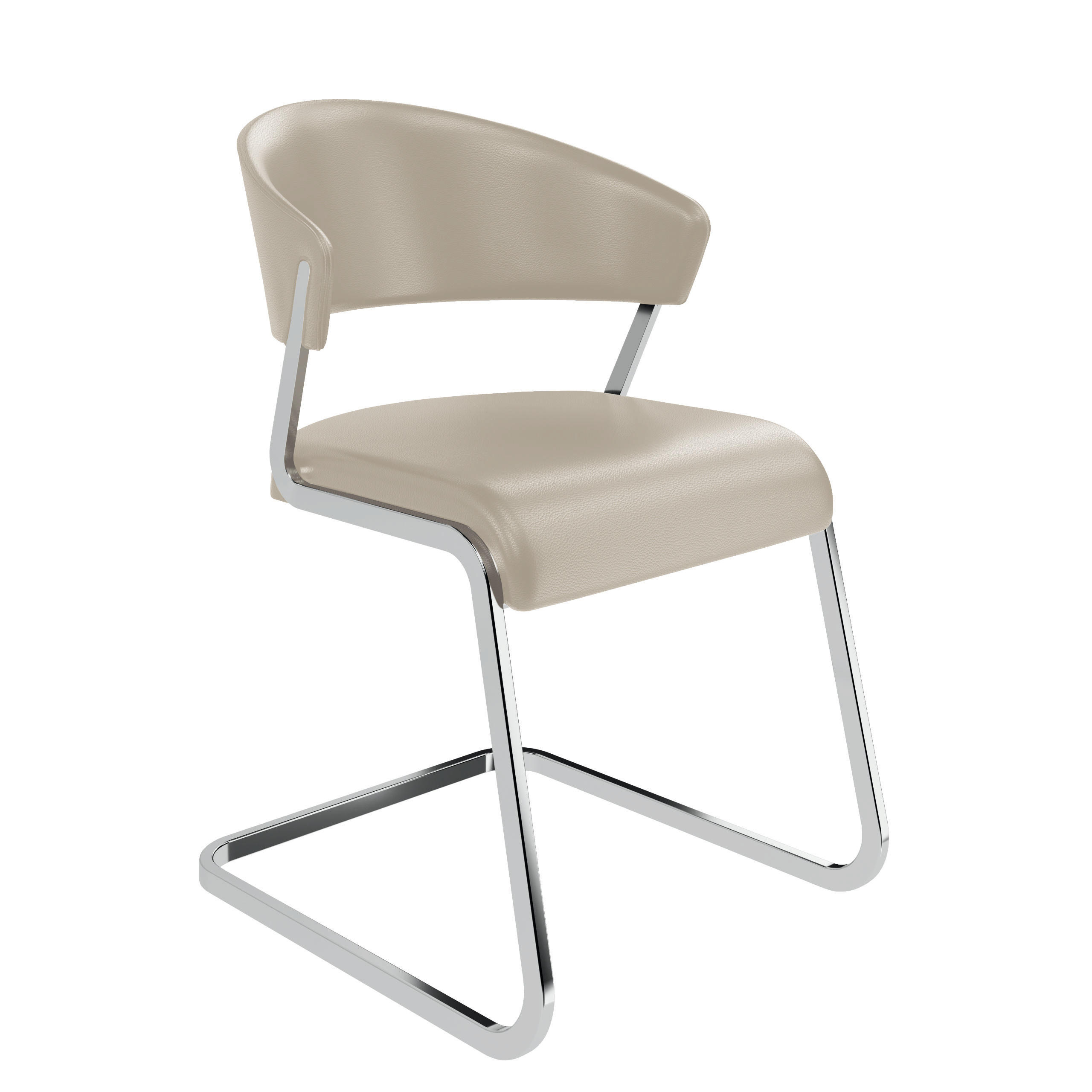 Schwingstuhl in Metall, Leder Chromfarben, Sandfarben