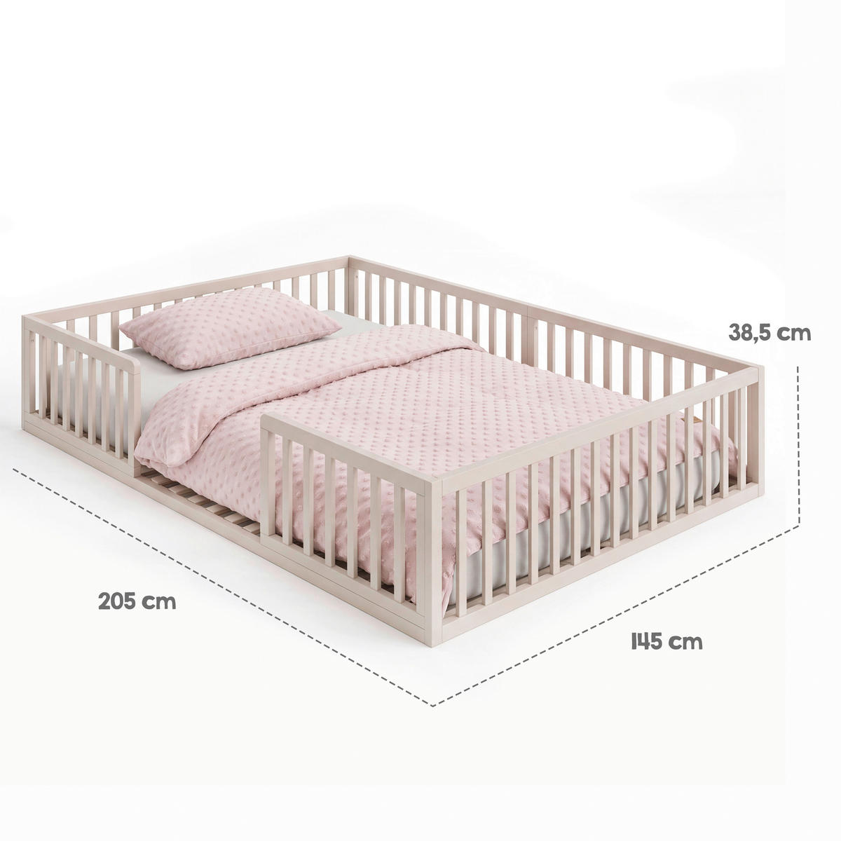 BODENBETT 140/200 cm  in Kaschmir  - Hellbraun/Kaschmir, Basics, Holzwerkstoff (140/200cm) - Roba