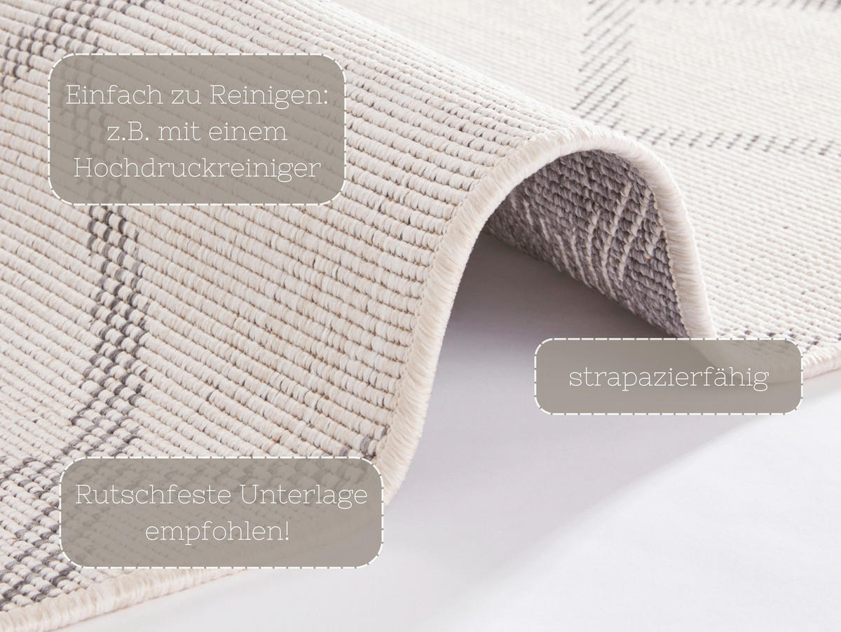 OUTDOORTEPPICH 120/170 cm Twin Supreme Creme, Grau  - Creme/Grau, Design, Kunststoff (120/170cm)