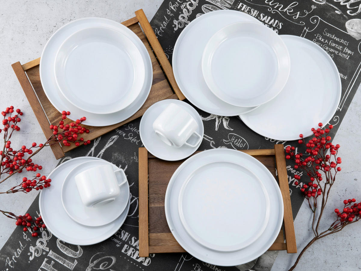 KOMBINOVANÁ SOUPRAVA, 30dílné, porcelán - bílá, Basics, keramika - Creatable