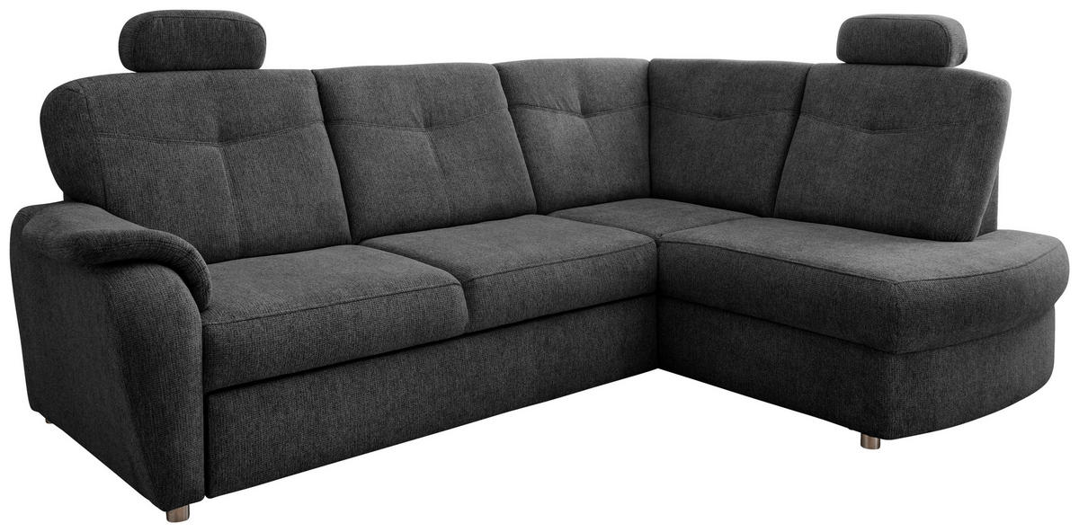 ECKSCHLAFSOFA in Chenille Anthrazit  - Chromfarben/Anthrazit, Modern, Kunststoff/Textil (264/180cm) - Livetastic