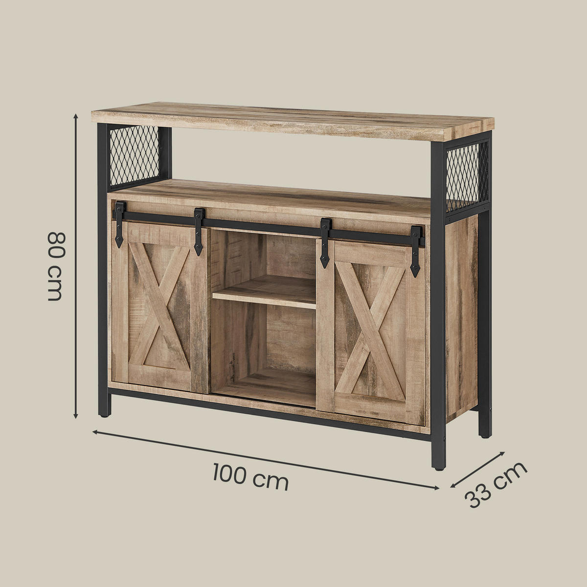 KOMMODE  in 100/80/33 cm  - Schwarz/Braun, Trend, Holzwerkstoff/Kunststoff (100/80/33cm) - Boxxx