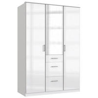 RUHÁSSZEKRÉNY fehér, magasfényű fehér, ezüst  - ezüst/króm, Basics, faalapú anyag (135/199/58cm) - MID.YOU