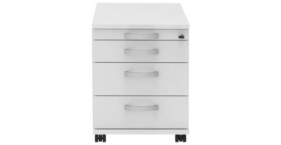 ROLLCONTAINER Weiß, Alufarben - Alufarben/Weiß, KONVENTIONELL, Holzwerkstoff/Metall (42,7/54,4/60cm) - Moderano