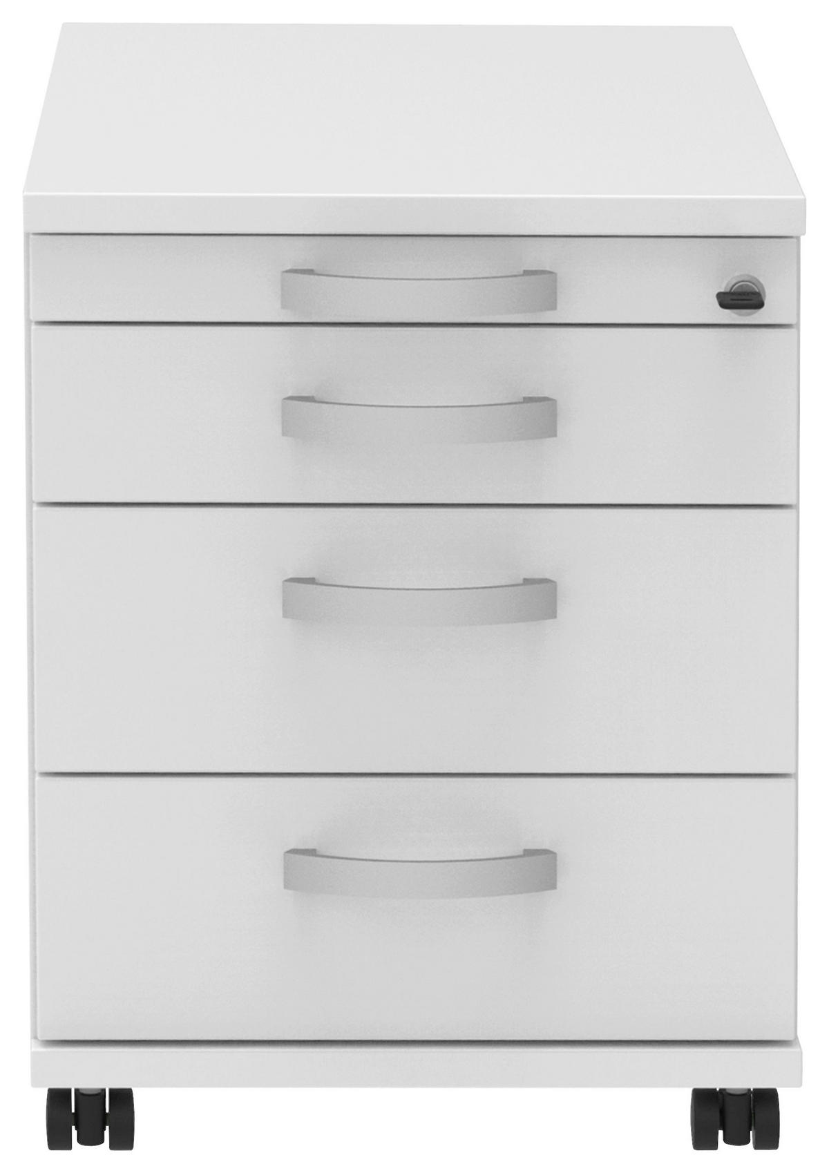 ROLLCONTAINER 42,7/54,4/60 cm  - Weiss/Alufarben, Konventionell, Holzwerkstoff/Metall (42,7/54,4/60cm) - Moderano